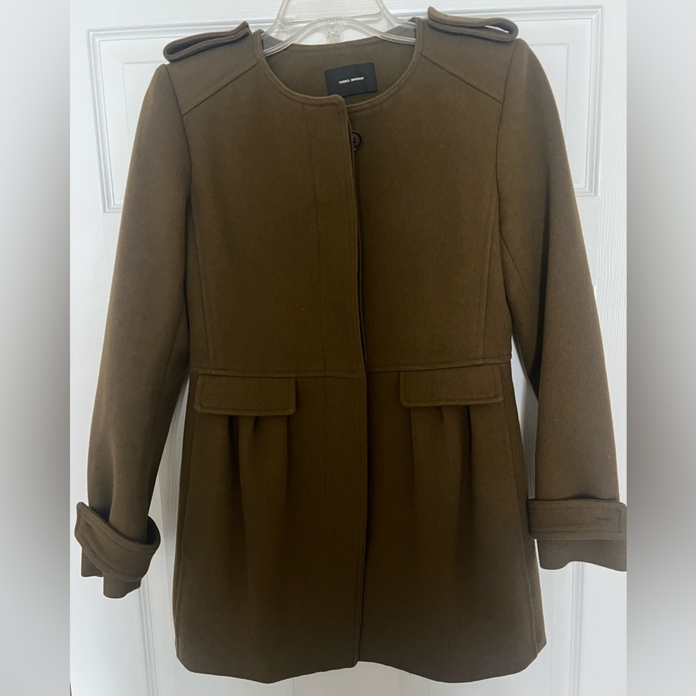 Gorgeous Isabel Marant olive Brown Women's wool Coat army inspired feminine Med